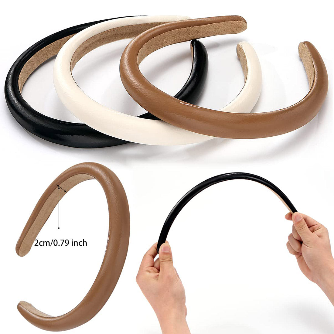 PLAIN LEATHER HEADBAND HB1207-3 (12PC)