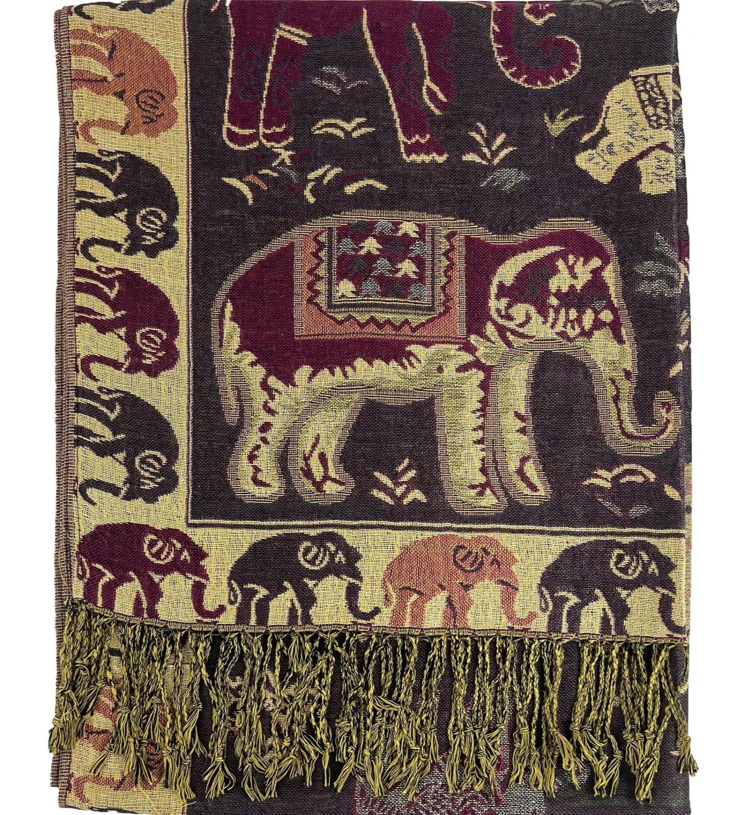 METALLIC PASHMINA ELEPHANT PATTERN GM35 (12PC)