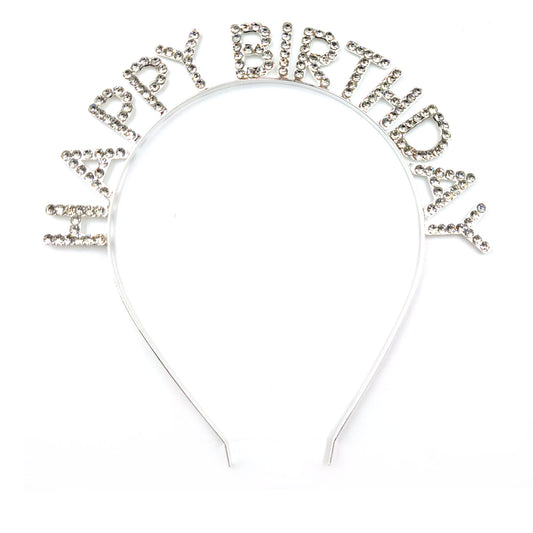 IRON ALLOY RHINESTONE HAPPY BIRTHDAY HEADBAND TI3117-2 (12PC)