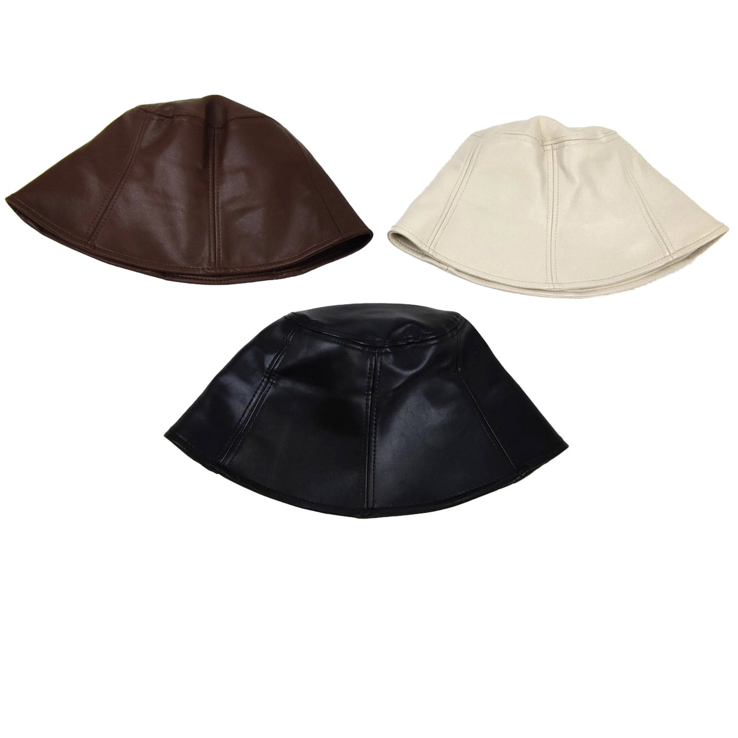 WOMEN'S PU BUCKET HAT HT3104-3 (12PC)