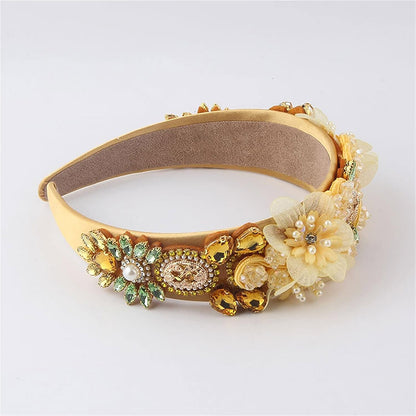 MULTI CRYSTAL FLOWER DECOR HEADBAND HB1218-7 (12PC)