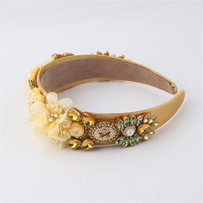 MULTI CRYSTAL FLOWER DECOR HEADBAND HB1218-7 (12PC)