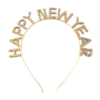 IRON ALLOY RHINESTONE HAPPY NEW YEAR HEADBAND TI3117-1 (12PC)