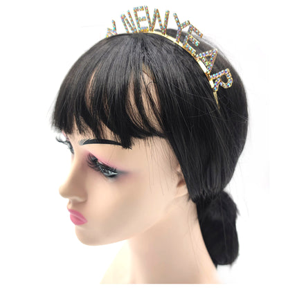 IRON ALLOY RHINESTONE HAPPY NEW YEAR HEADBAND TI3117-1 (12PC)