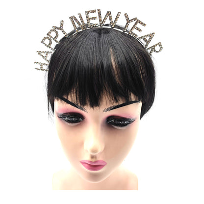 IRON ALLOY RHINESTONE HAPPY NEW YEAR HEADBAND TI3117-1 (12PC)