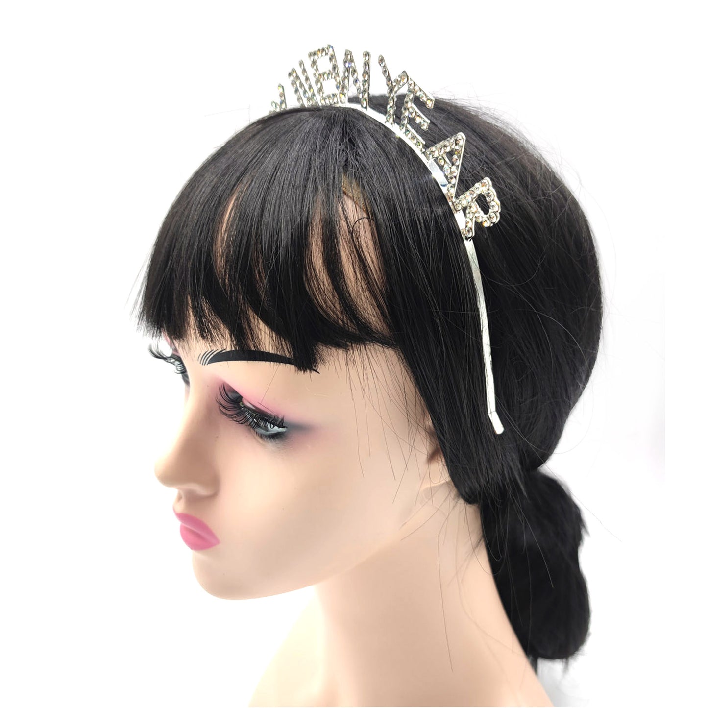 IRON ALLOY RHINESTONE HAPPY NEW YEAR HEADBAND TI3117-1 (12PC)