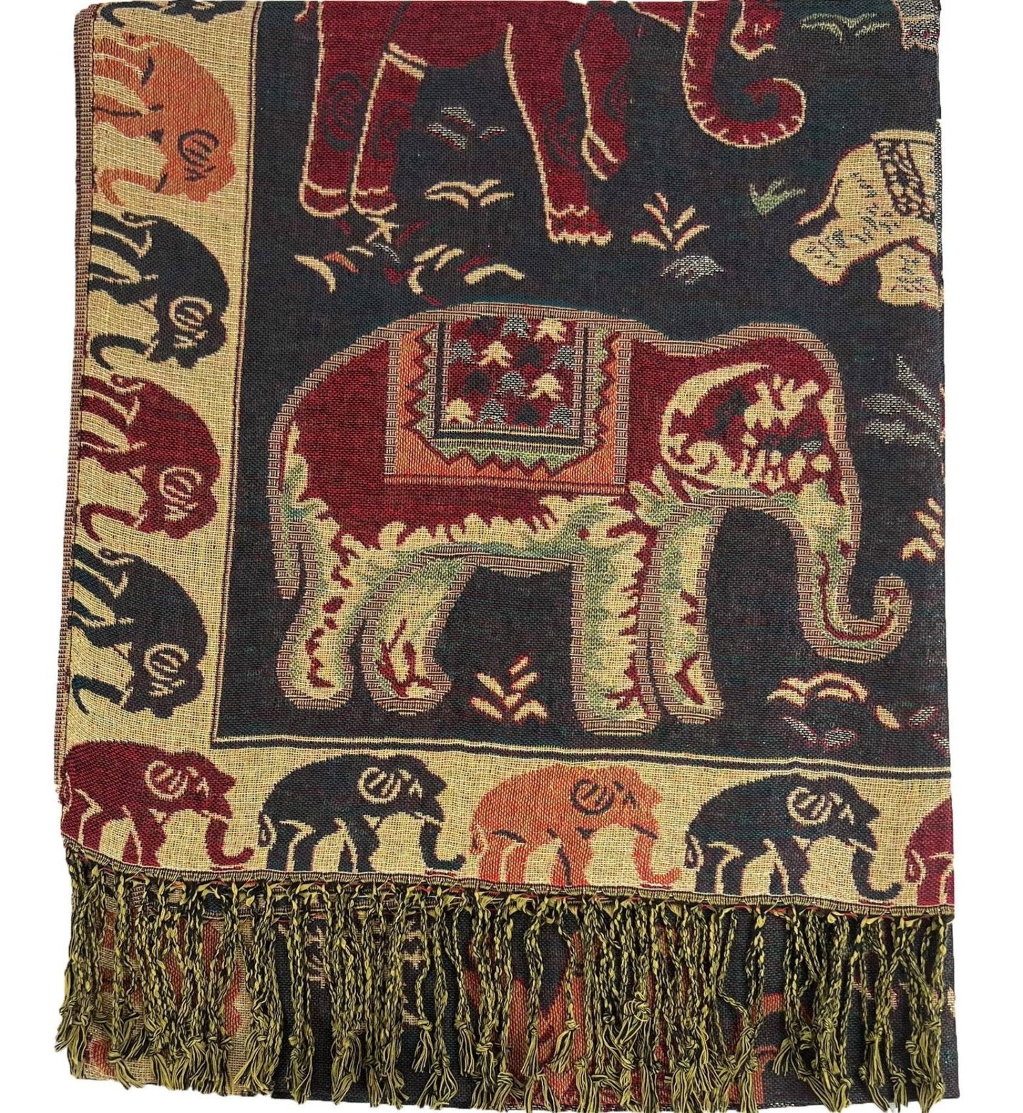 METALLIC PASHMINA ELEPHANT PATTERN GM35 (12PC)