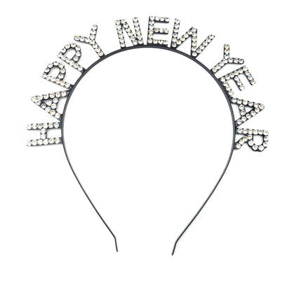 IRON ALLOY RHINESTONE HAPPY NEW YEAR HEADBAND TI3117-1 (12PC)