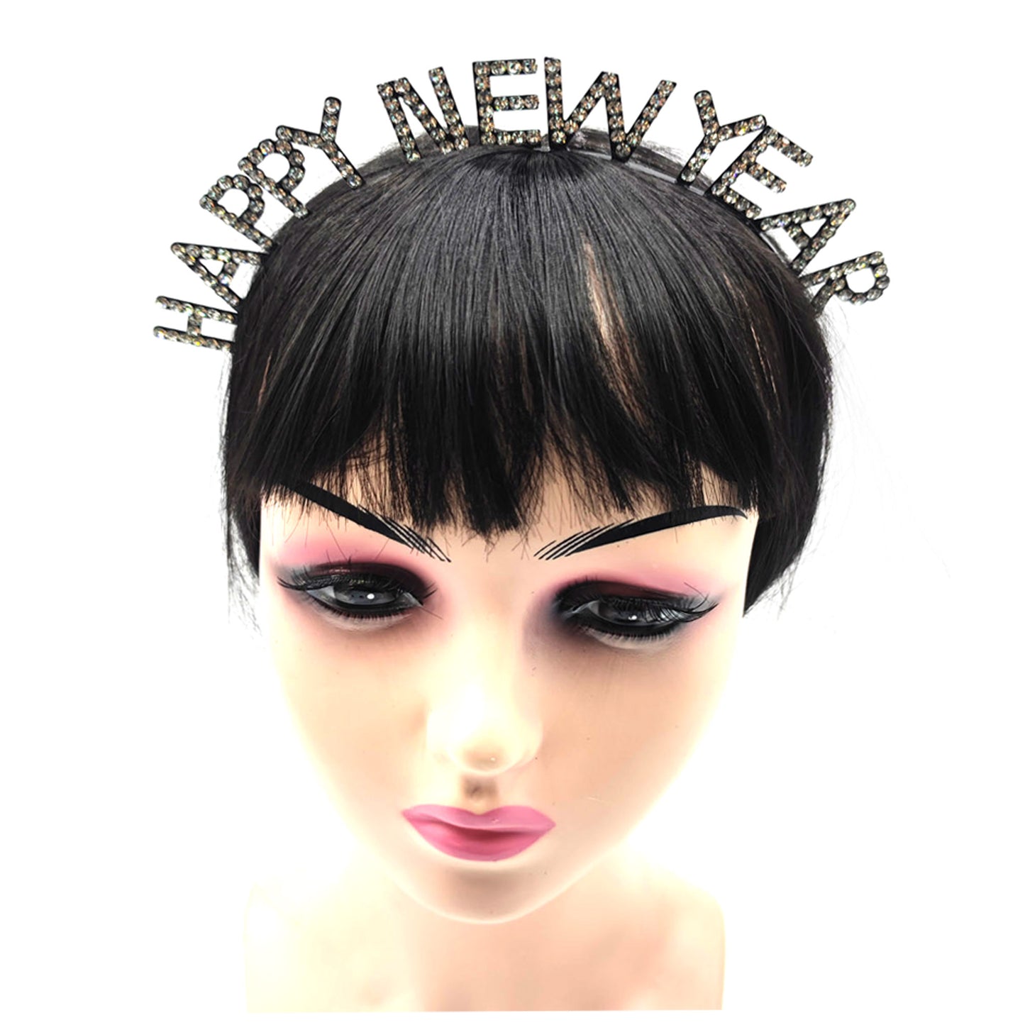 IRON ALLOY RHINESTONE HAPPY NEW YEAR HEADBAND TI3117-1 (12PC)