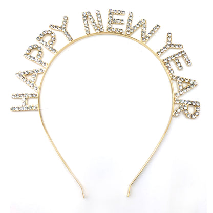 IRON ALLOY RHINESTONE HAPPY NEW YEAR HEADBAND TI3117-1 (12PC)