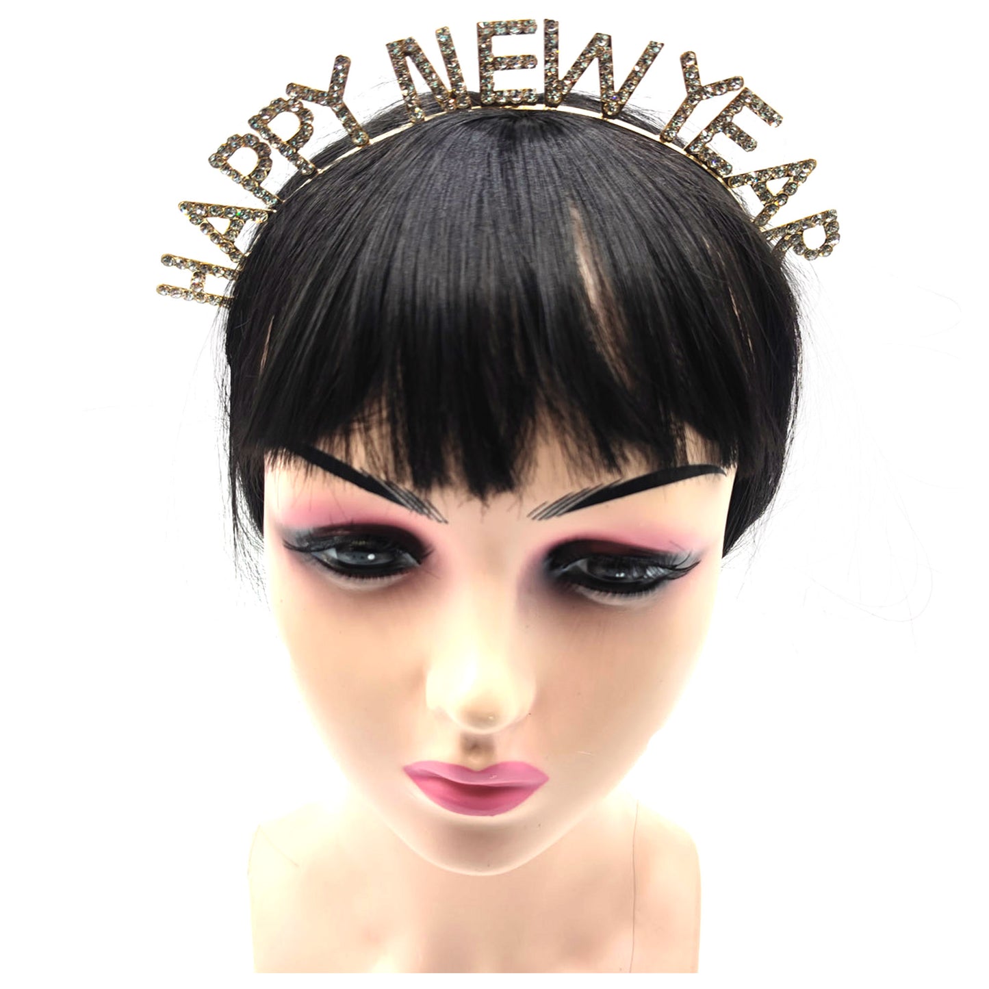 IRON ALLOY RHINESTONE HAPPY NEW YEAR HEADBAND TI3117-1 (12PC)