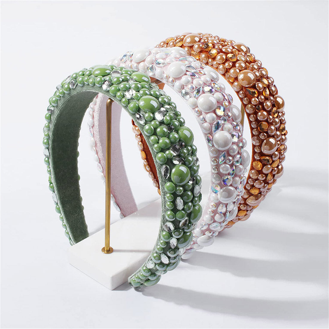 MULTI CRYSTAL BEAD HEADBAND HB224-39 (12PC)