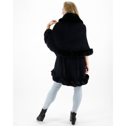 SOLID COLOR FUR DOUBLE LAYER PONCHO SH925 (3PC)