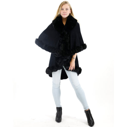 SOLID COLOR FUR DOUBLE LAYER PONCHO SH925 (3PC)