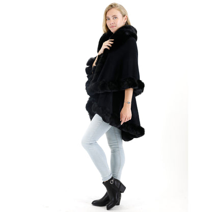 SOLID COLOR FUR DOUBLE LAYER PONCHO SH925 (3PC)