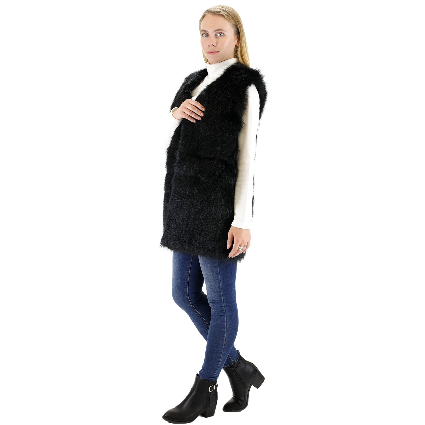 FAUX FUR VEST P3736(4PC)