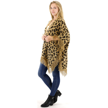 LEOPARD PATTERN FRINGED SHAWL SH524-1(3PC)