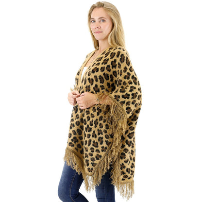 LEOPARD PATTERN FRINGED SHAWL SH524-1 (3PC)