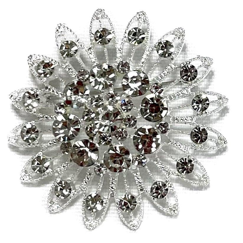 RHINESTONE FLOWER BROOCH BC0427-11 (12PC)