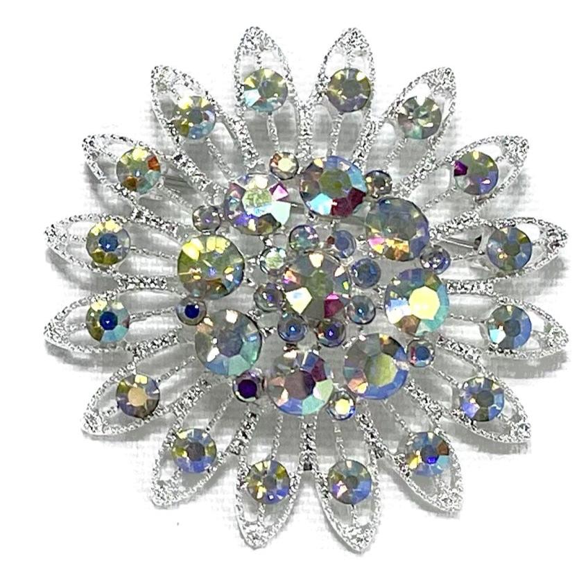 RHINESTONE FLOWER BROOCH BC0427-11 (12PC)