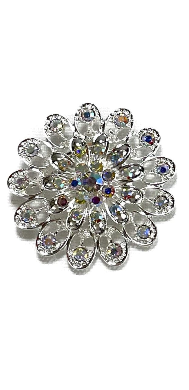 RHINESTONE FLOWER BROOCH BC0427-10 (12PC)