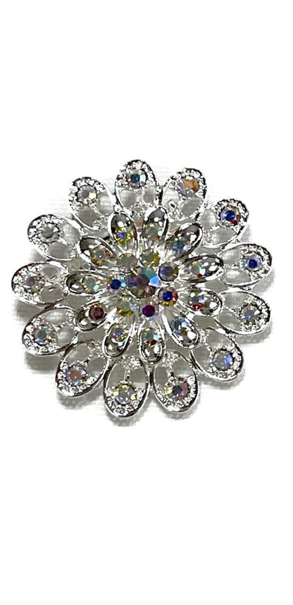 RHINESTONE FLOWER BROOCH BC0427-12 (12PC)