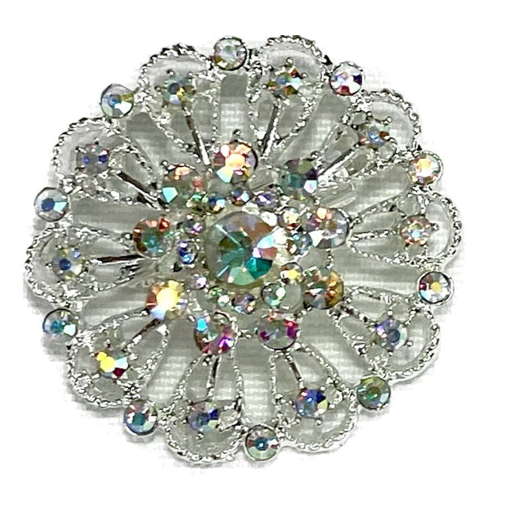 RHINESTONE FLOWER BROOCH BC0427-15 (12PC)