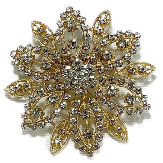 RHINESTONE FLOWER BROOCH BC0427-5 (12PC)