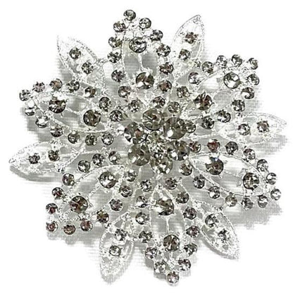 RHINESTONE FLOWER BROOCH BC0427-5 (12PC)