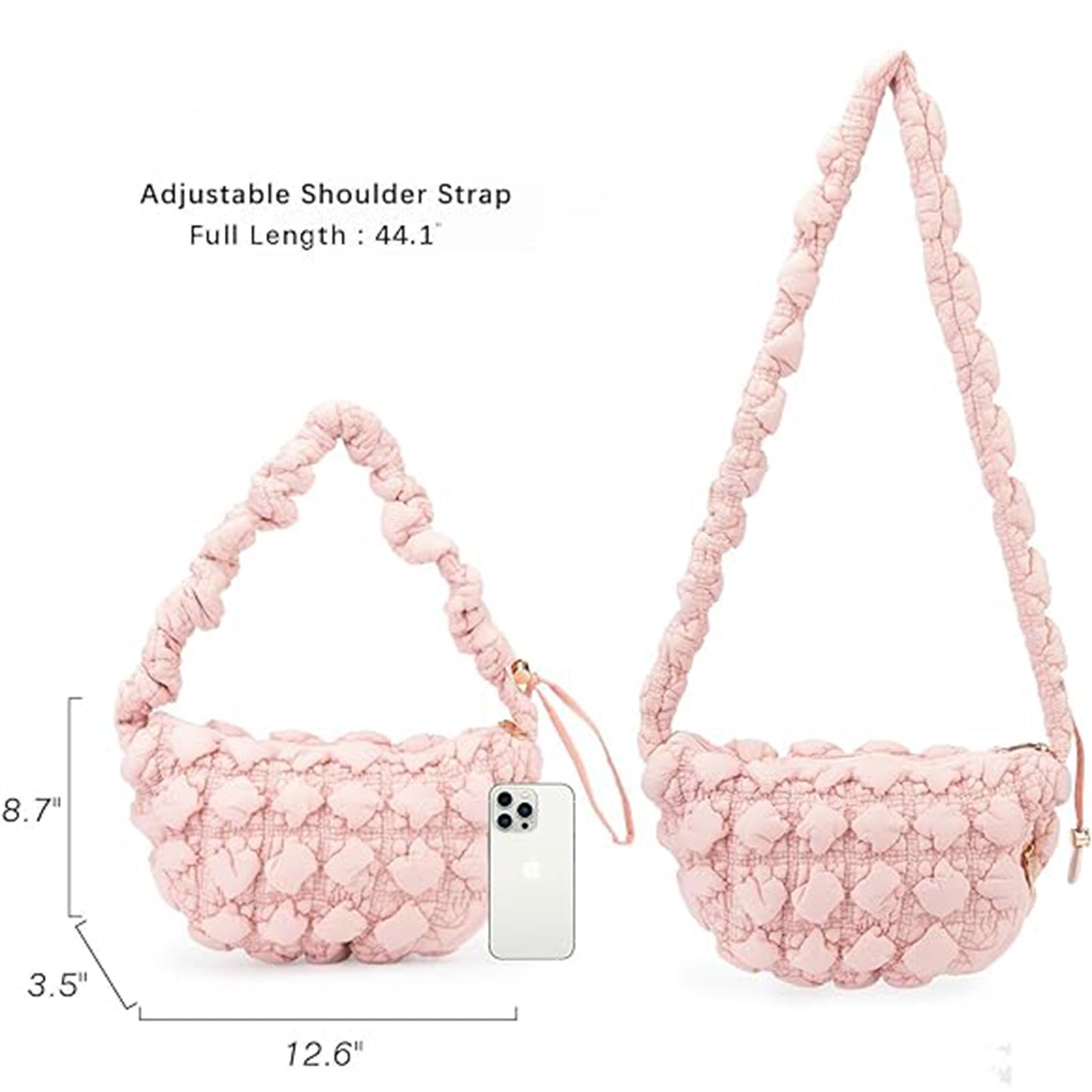 PUFFER QUILTED CRESCENT CROSSBODY BAG BG0972 (1PC)