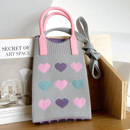 HEART PATTERN KNITTED PHONE CROSSBODY BAG 315-2 (12PC)