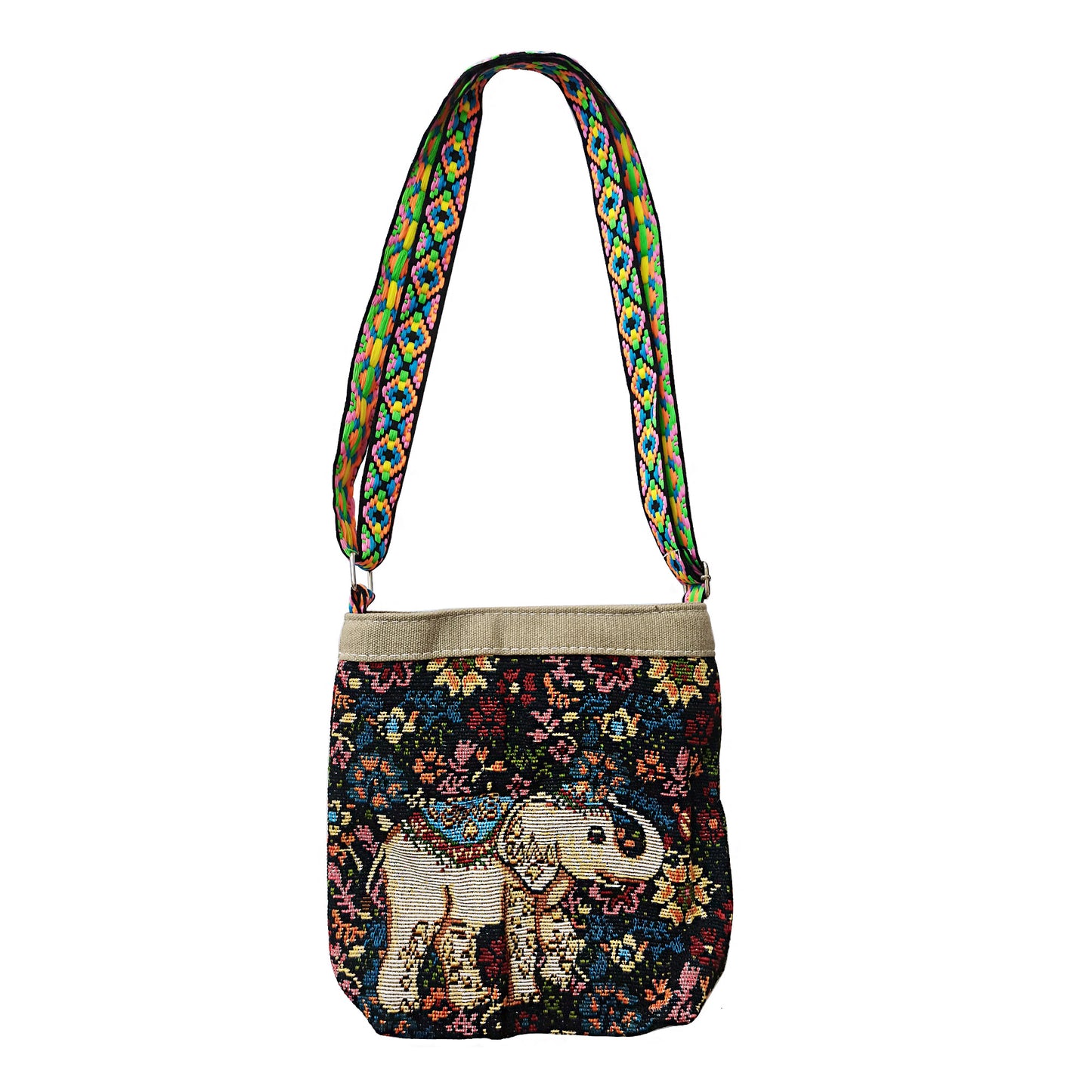 ELEPHANT PEACOCK EMBROIDERY CROSSBODY BAG 4107-12 (6PC)