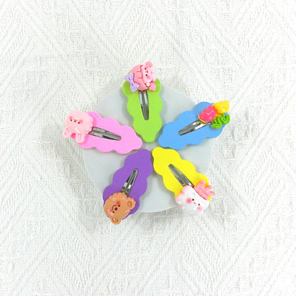 KIDS CUTE CHARM COLORFUL HAIR CLIP 4977-13 (5CASE)