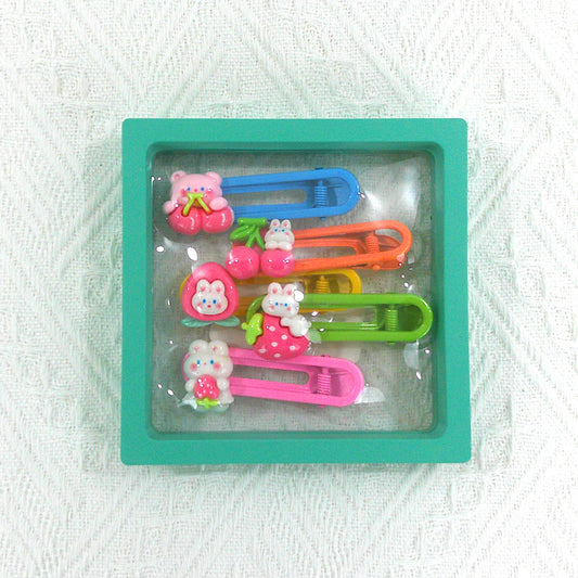 KIDS CUTE CHARM COLORFUL HAIR CLIP 4977-19 (5CASE)