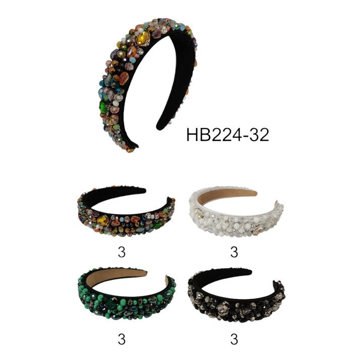 MULTY COLOR STONE HEADBAND HB224-32 (12PC)