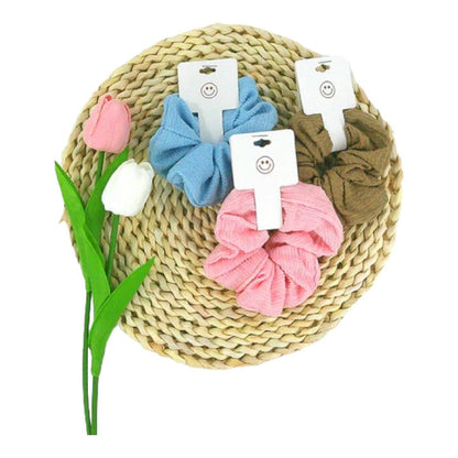 MIXED COLORS PLEATED SCRUNCHIES SC4227-3 (12PC)