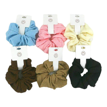 MIXED COLORS PLEATED SCRUNCHIES SC4227-3 (12PC)