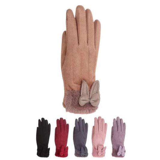 WOMEN'S FUR RIBBON GLOVES GL146 (12PAIR)