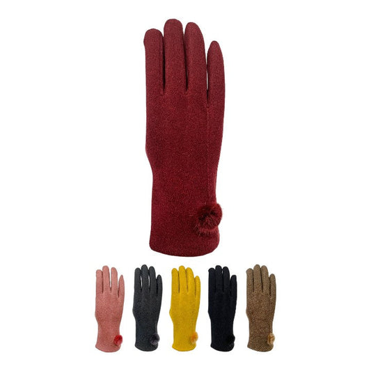 WOMEN'S POM POM GLOVES GL154 (12PAIR)