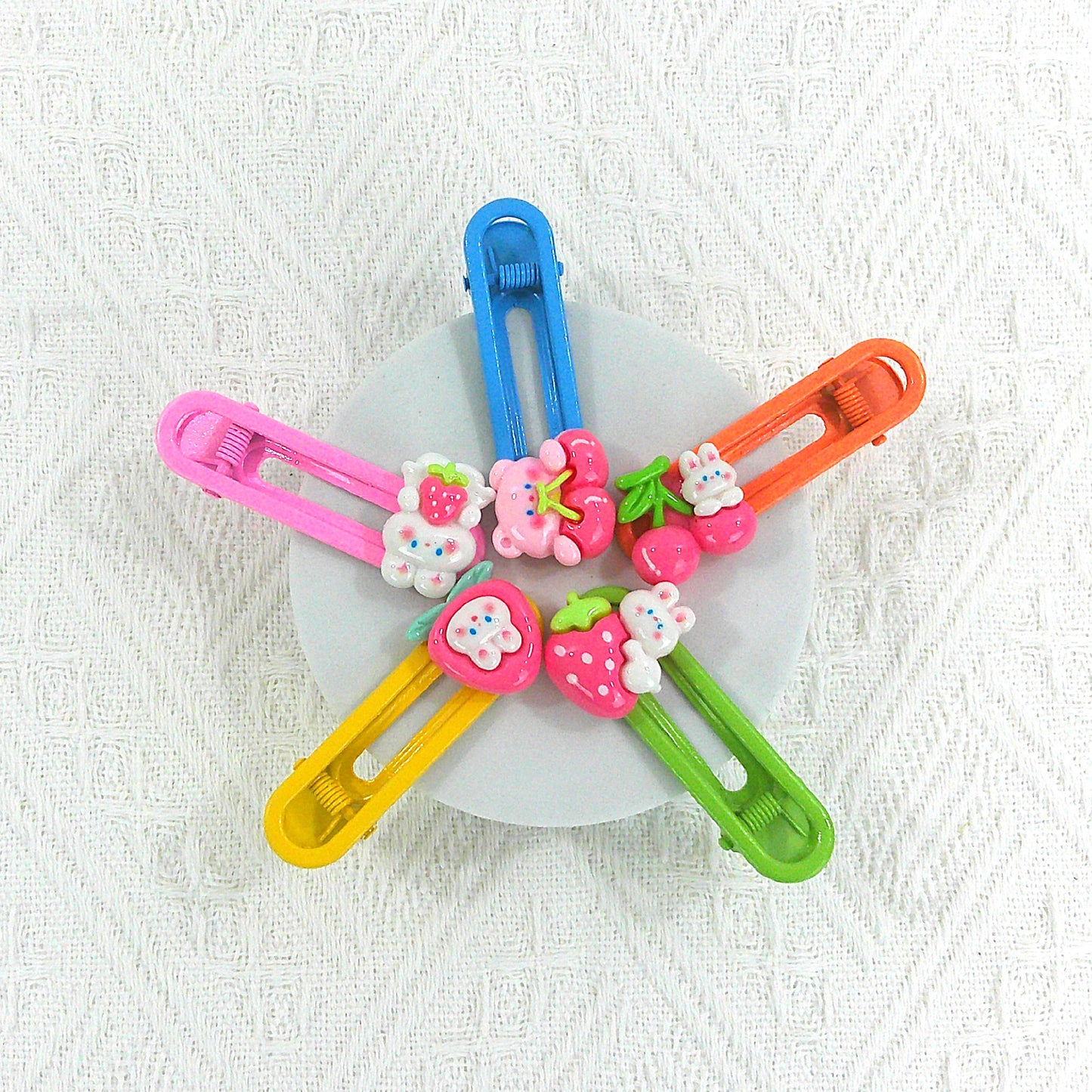 KIDS CUTE CHARM COLORFUL HAIR CLIP 4977-19 (5CASE)