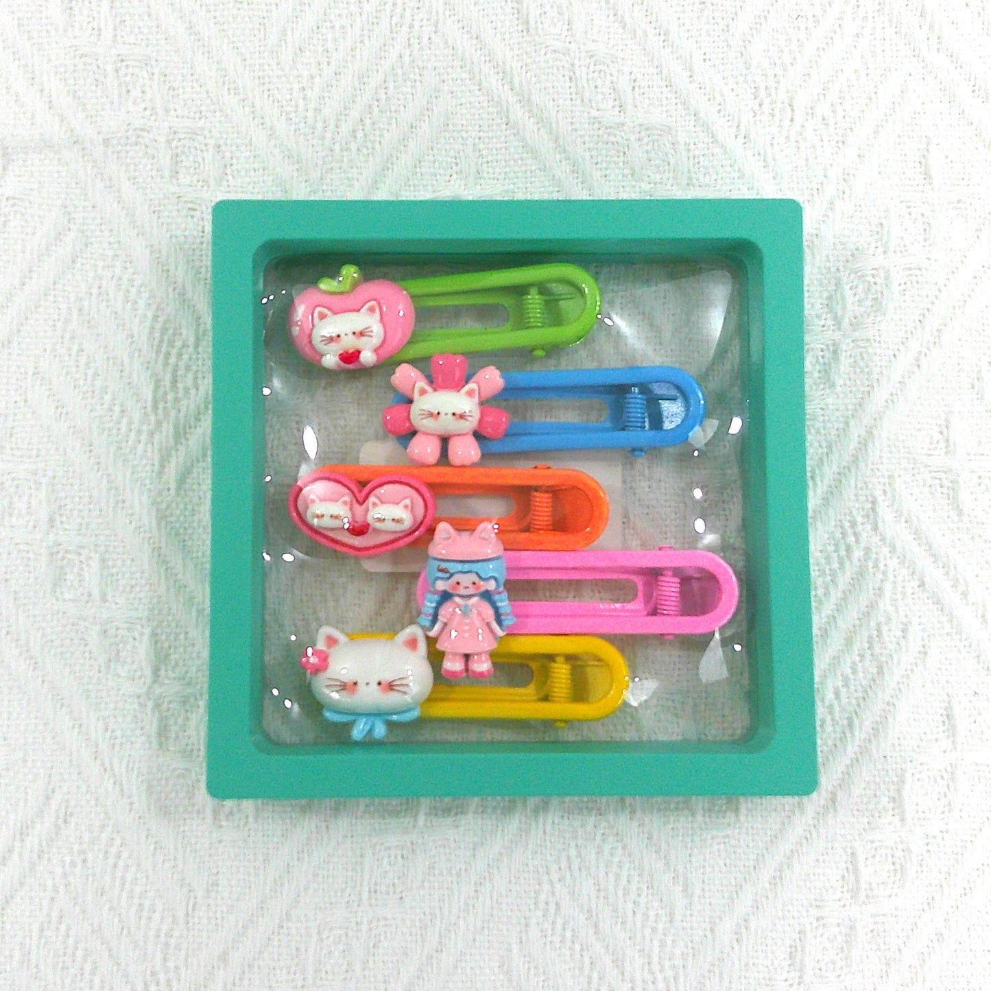 KIDS CUTE CHARM COLORFUL HAIR CLIP 4977-1 (5CASE)