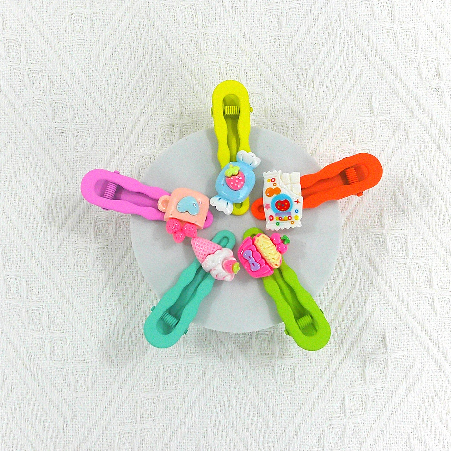 KIDS CUTE CHARM COLORFUL HAIR CLIP 4977-7 (5CASE)