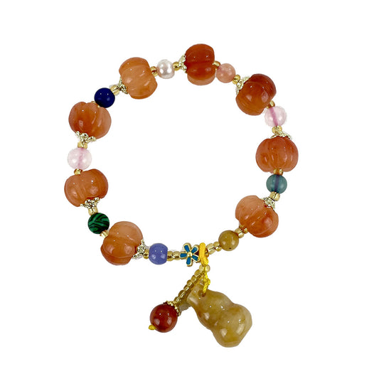 NATURAL STONE CHINESE LUCKY PUMPKIN BRACELET 3719-9 (12PC)