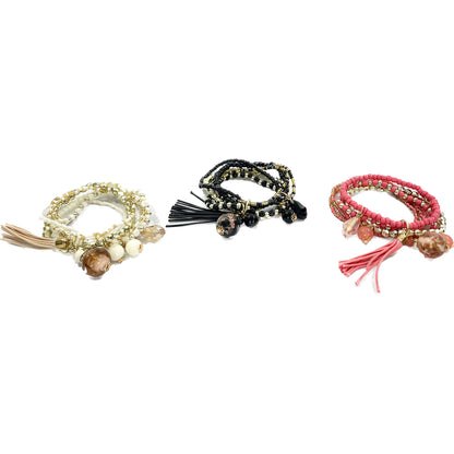 TASSEL BEAD BRACELET 2221-19 (12PC)