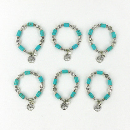 TURQUOISE THE TREE OF LIFE CHARM BRACELET 3723-16 (12PC)