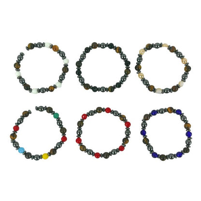 NATURAL STONE BALL BRACELET 3723-18 (12PC)