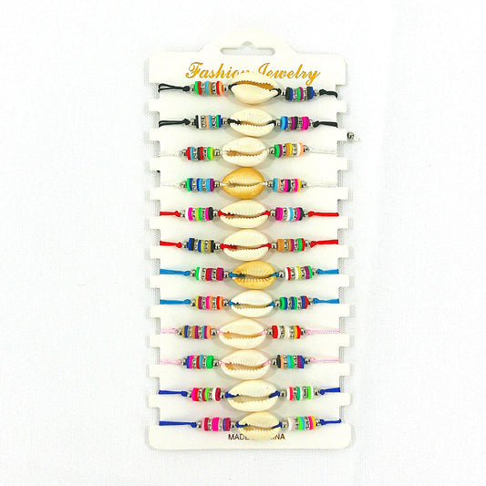 BEAD SHELL ADJUSTABLE BRACELET 3724-23 (12PC)