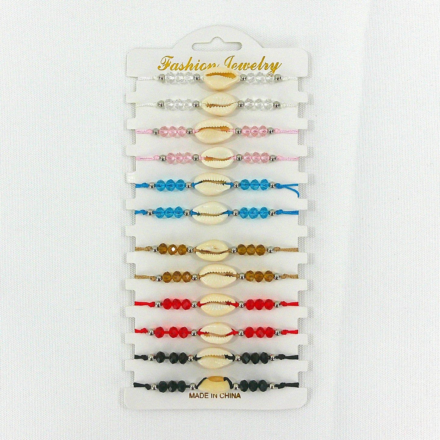 BEAD SHELL ADJUSTABLE BRACELET 3724-24 (12PC)