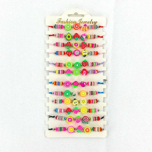 BEAD FRUITS ADJUSTABLE BRACELET 3724-26 (12PC)