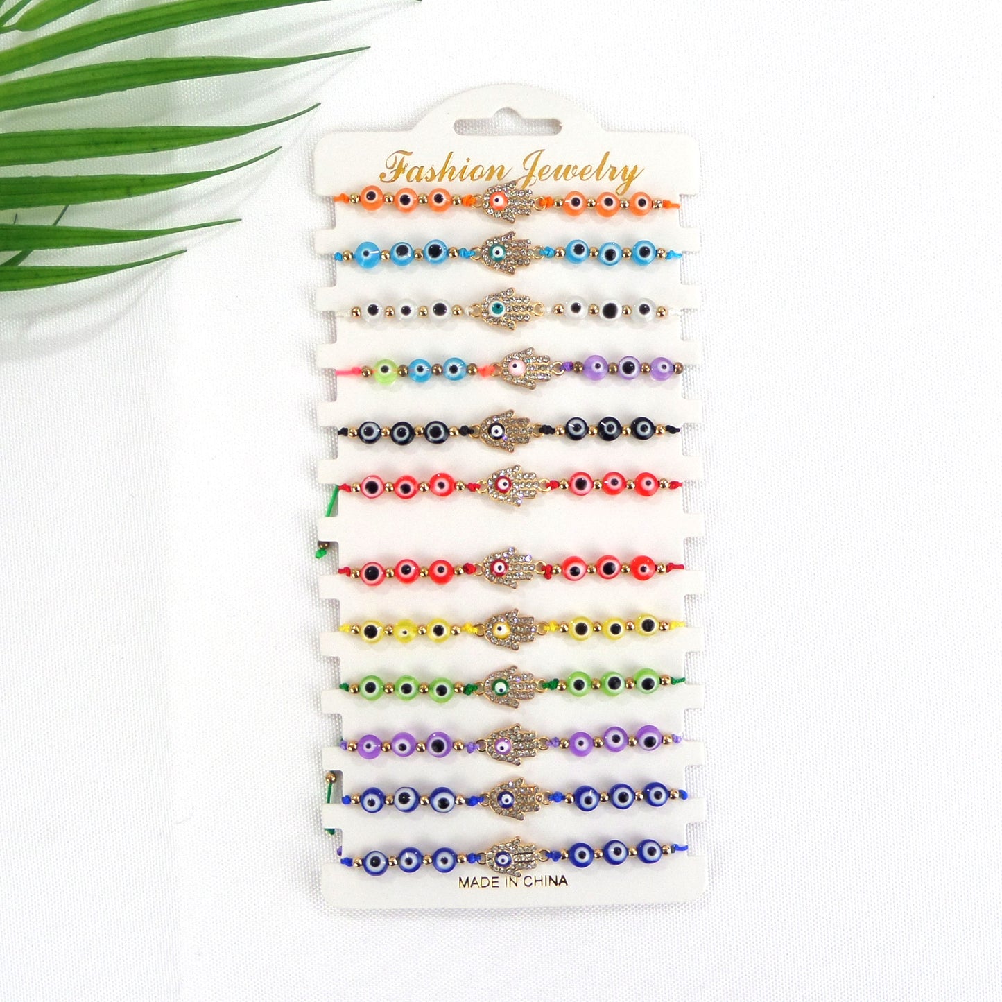 BEAD EVIL EYE CHARM ADJUSTABLE BRACELET 3724-3 (12PC)